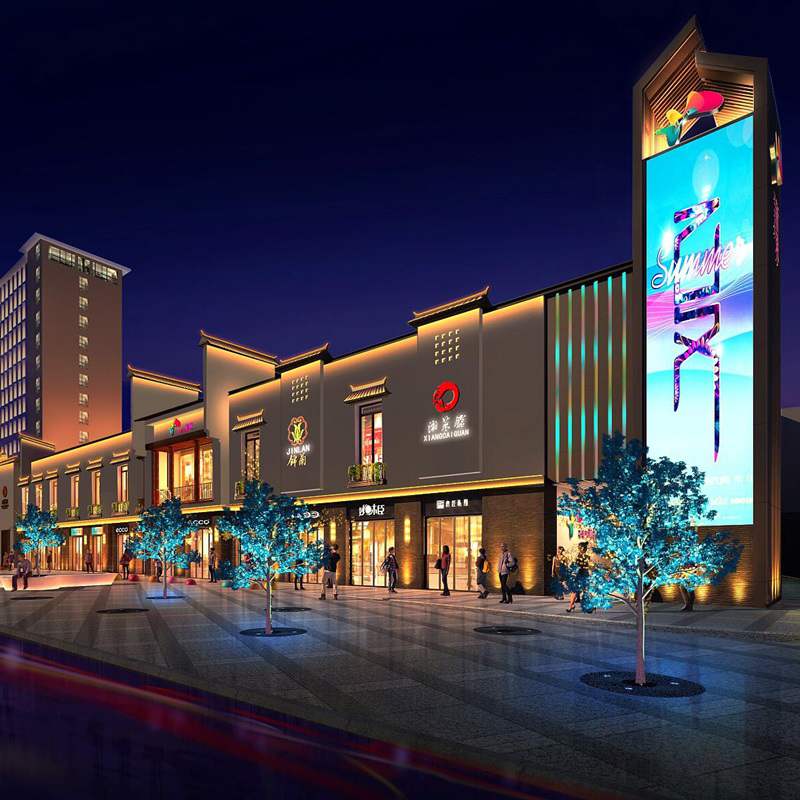 Commercial interior with architectural lighting